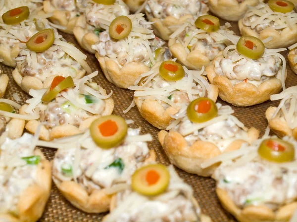 Cheesy Festive Sausage Cups as Holiday Appetizers — Stock Photo, Image