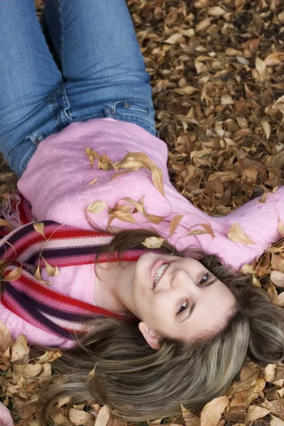 Playing in the Leaves — Stock Photo, Image