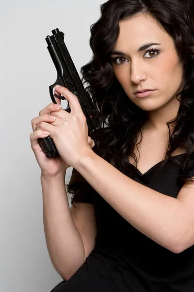Donna sexy in possesso di pistola — Foto Stock