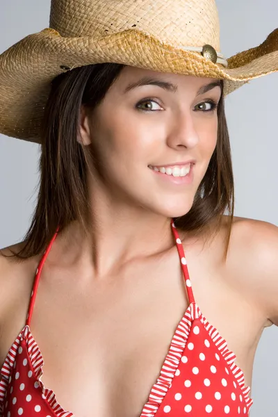 Uśmiechający się bikini cowgirl — Zdjęcie stockowe