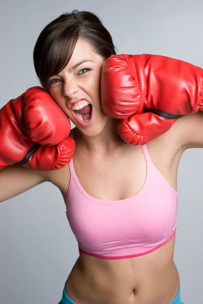拳击的女人 — 图库照片