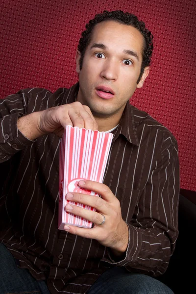 Man Eating Popcorn — Stock Photo, Image