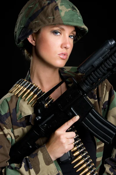 Ordu silah kadın — Stok fotoğraf