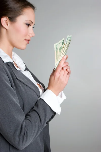 Pengar kvinna — Stockfoto