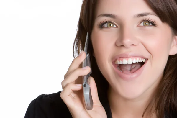 아름 다운 젊은 여성이 휴대 전화로 전화 — 스톡 사진
