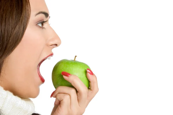 Mujer comiendo manzana —  Fotos de Stock