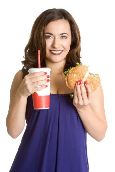 Fast Food Mulher — Fotografia de Stock