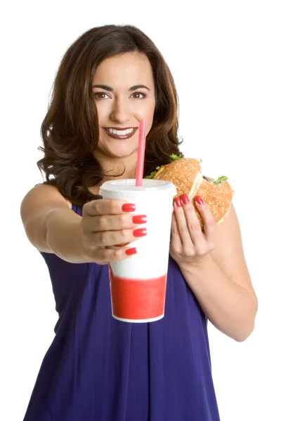 Fast Food Donna — Foto Stock