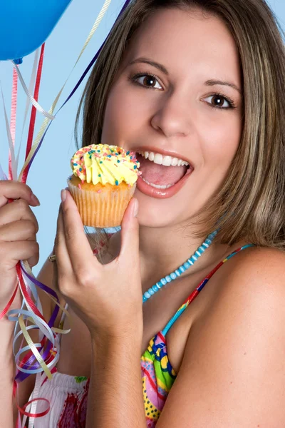 Woman Eating Cupcake — Stock Photo, Image
