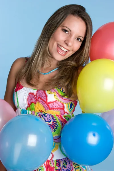 Ragazza in possesso di palloncini — Foto Stock