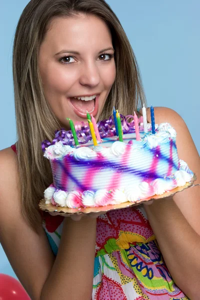 Garota bolo de aniversário — Fotografia de Stock