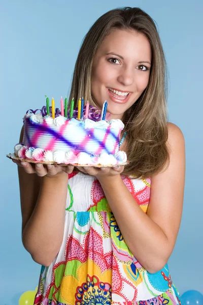 Garota bolo de aniversário — Fotografia de Stock