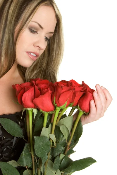Γυναίκα με τριαντάφυλλα — Φωτογραφία Αρχείου