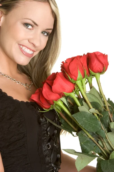 Γυναίκα με τριαντάφυλλα — Φωτογραφία Αρχείου
