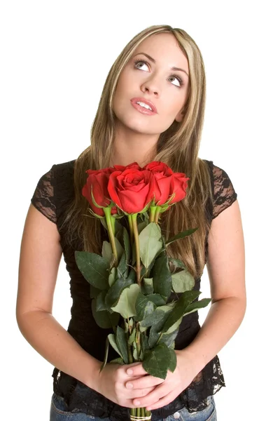 Жінка з трояндами — стокове фото