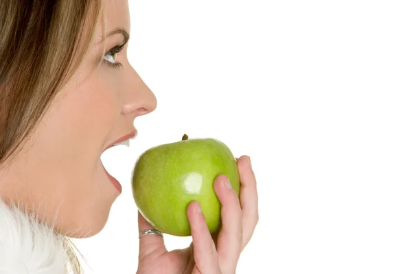 Žena jablko — Stock fotografie