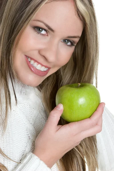 Žena hospodářství jablko — Stock fotografie