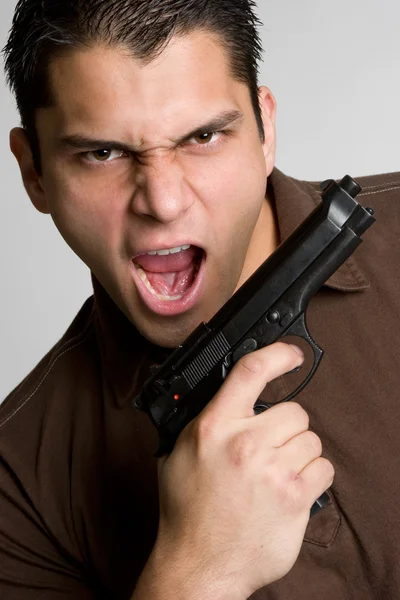 Uomo Arrabbiato con pistola — Foto Stock