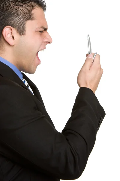 Empresário gritando em telefone — Fotografia de Stock