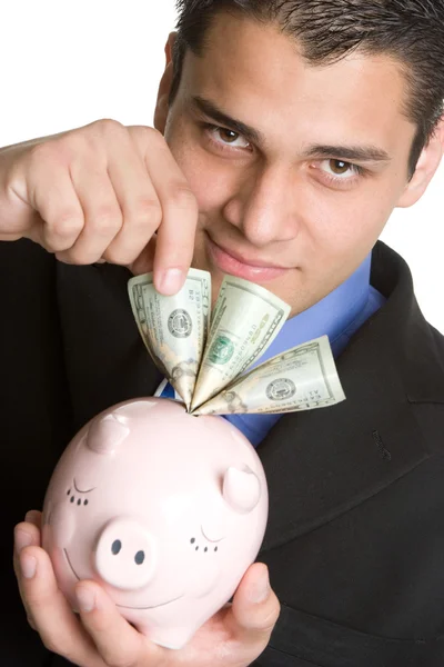 Homem economizando dinheiro — Fotografia de Stock