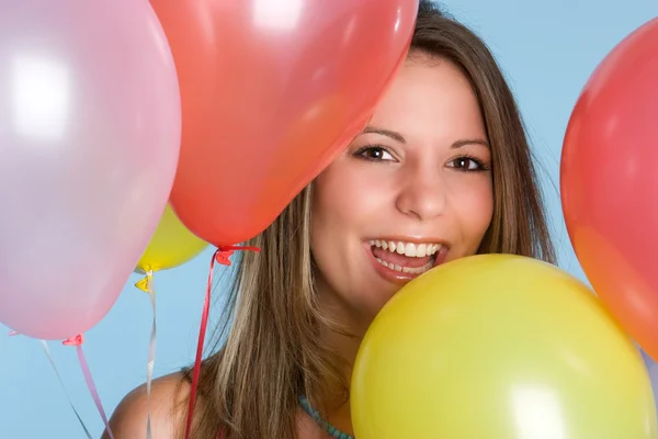 Dívka držící balónky Stock Obrázky