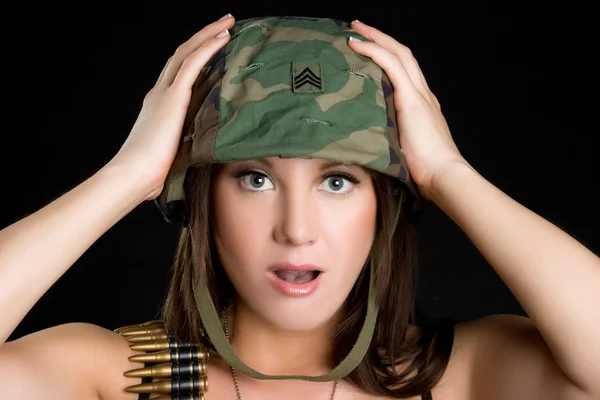 Güzel seksi askeri kadın — Stok fotoğraf
