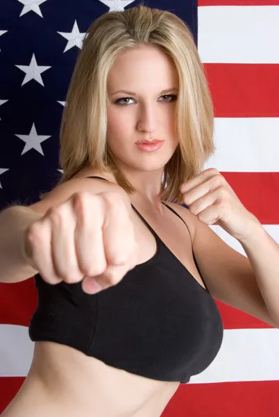 Amerikanische Kampfsportlerin — Stockfoto