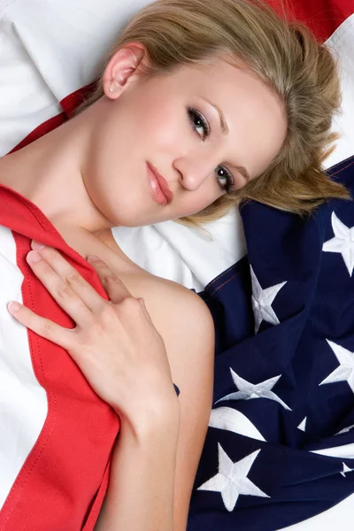 Americká vlajka dívka Royalty Free Stock Fotografie