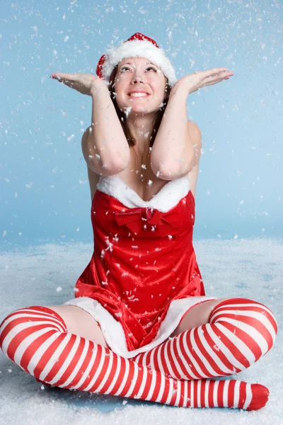 Jul snö kvinna — Stockfoto