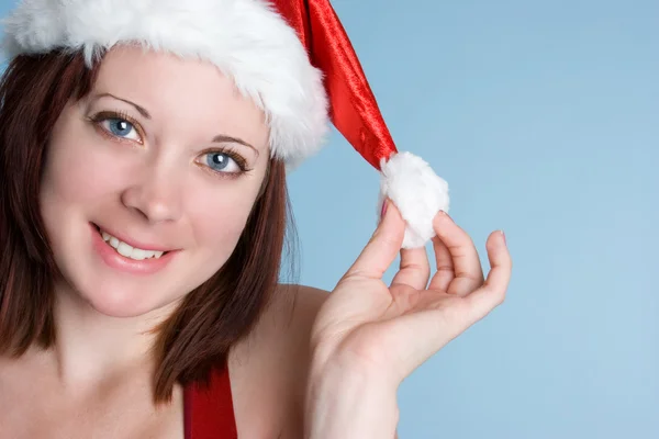Mulher usando chapéu de Santa — Fotografia de Stock