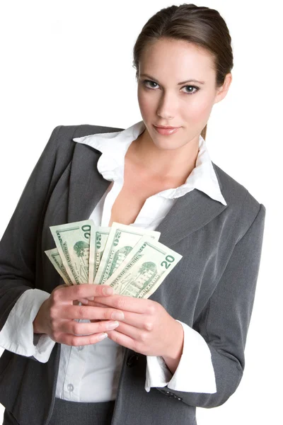 Бізнес-леді тримає гроші — стокове фото