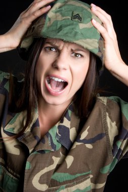 Screaming Military Woman clipart