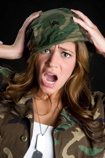 Mujer militar conmocionada —  Fotos de Stock