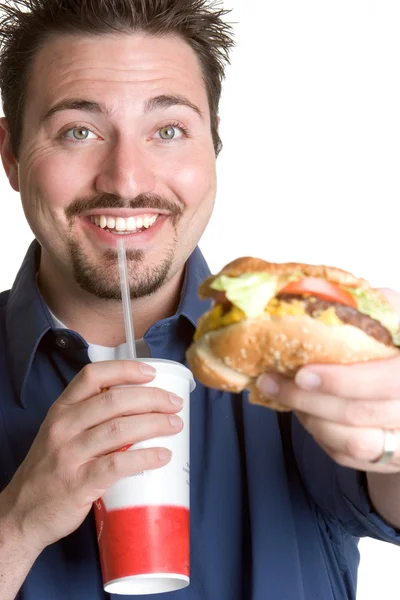Homem de fast-food — Fotografia de Stock