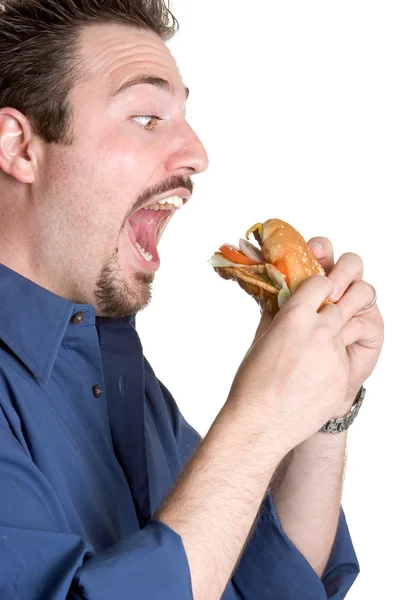 사람을 먹는 햄버거 — 스톡 사진