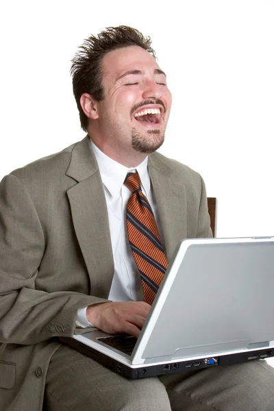 Laughing Laptop Man — Stock Photo, Image