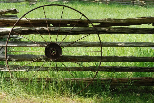 stock image Old metal wagon wheel