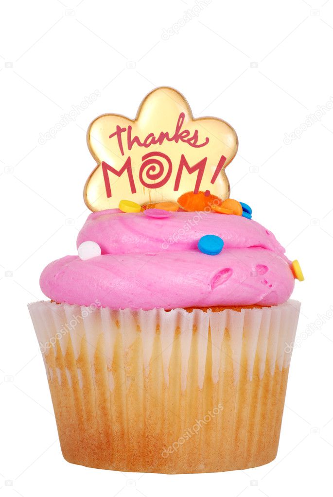 Isolated mothers day pink cupcake