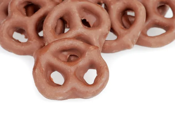 Milk chocolate covered pretzels — Stock Photo, Image