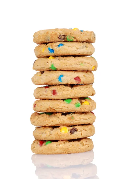 Stack of chocolate chip candy cookies — Stock Photo, Image