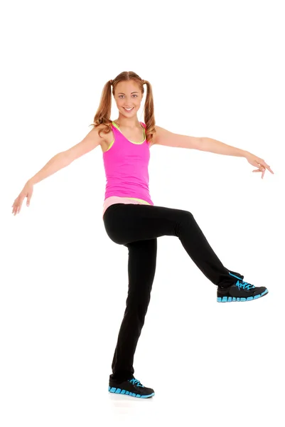 Zumba fitness med teen tjej — Stockfoto