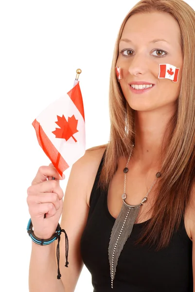 Young woman with canada flag and tattoos — Stock Photo, Image
