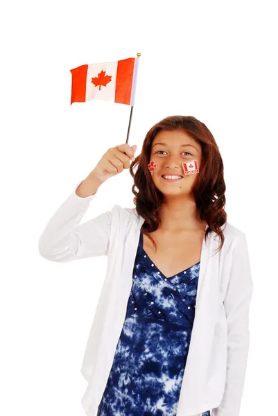 Giovane ragazza con bandiera canadese e tatuaggi — Foto Stock