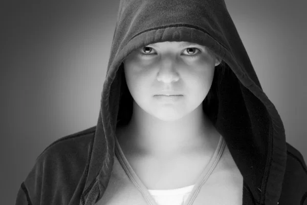 Girl in a hooded jacket — Stock Photo, Image