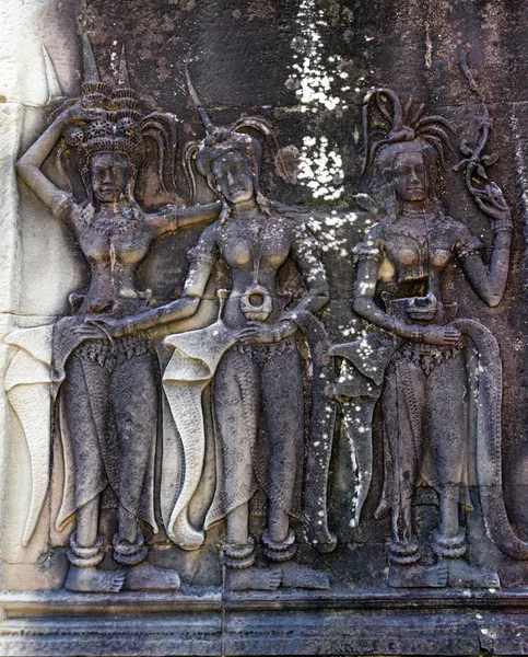 Angkor wat płaskorzeźby — Zdjęcie stockowe