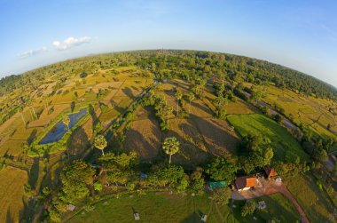 Aerial view of Cambodian countryside clipart