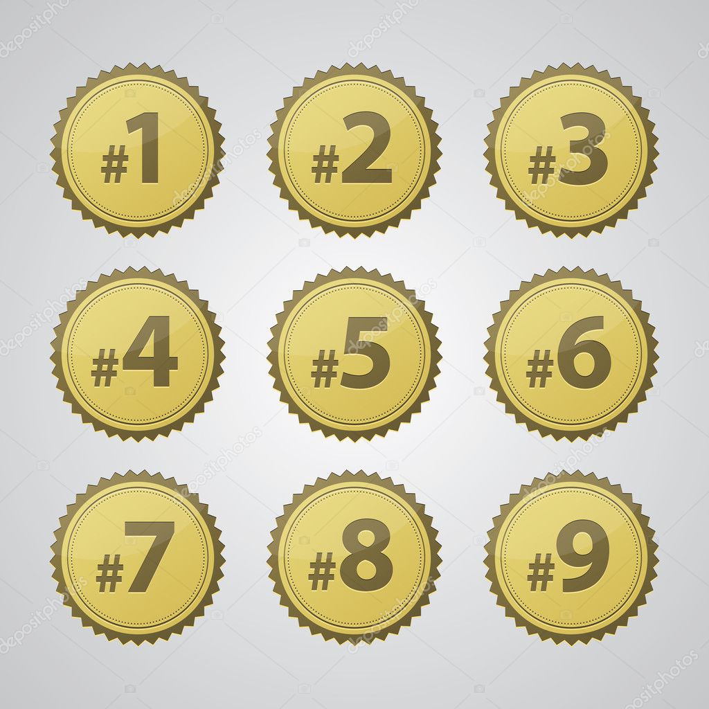 Gold Press Number Badges