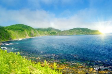 dağlar ve bulutlar deniz manzara