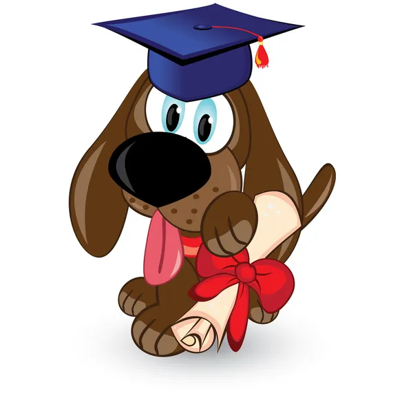 Cartoon dog je absolvent — Stockový vektor