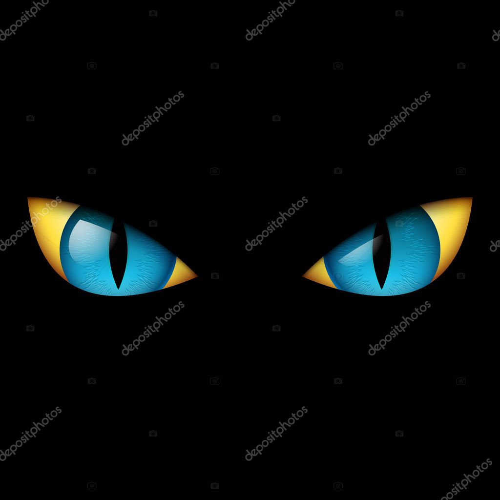 Evil Blue Eye. Illustration on black background.